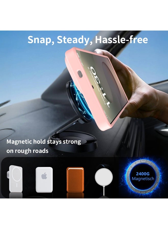 مناسب لحافظات Samsung S26 Ultra MagSafe، أغطية واقية مغناطيسية مع حوامل مخفية، حافظات هواتف مقاومة للصدمات، حافظة واقية عسكرية رفيعة ومطفية اللون لـ Galaxy S26 Ultra 5G (وردي فاتح شفاف) - Image 5